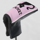 SCHATTIGEE ZWARTE KAT GEPERSONALISEERDE GOLF HOOFD GOLFHEADCOVER (3/4 voorkant)