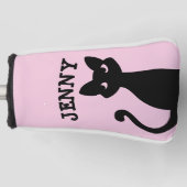 SCHATTIGEE ZWARTE KAT GEPERSONALISEERDE GOLF HOOFD GOLFHEADCOVER (Voorkant)