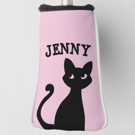 SCHATTIGEE ZWARTE KAT GEPERSONALISEERDE GOLF HOOFD GOLFHEADCOVER (Draai 90)