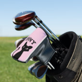 SCHATTIGEE ZWARTE KAT GEPERSONALISEERDE GOLF HOOFD GOLFHEADCOVER (Insitu)