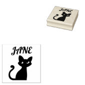 SCHATTIGEE ZWARTE KAT GEPERSONALISEERDE NAAM RUBBE RUBBERSTEMPEL (Gestempeld)