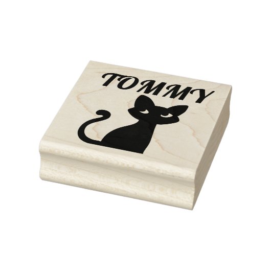 SCHATTIGEE ZWARTE KAT GEPERSONALISEERDE NAAM RUBBE RUBBERSTEMPEL (Stempel)