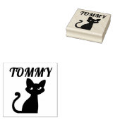 SCHATTIGEE ZWARTE KAT GEPERSONALISEERDE NAAM RUBBE RUBBERSTEMPEL (Gestempeld)