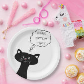 Schattigee zwarte kat - gepersonaliseerde papieren bordje (Feest)
