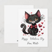 Schattigee zwarte kat gepersonaliseerde valentijn feestdagenkaart (Voorkant / Achterkant)