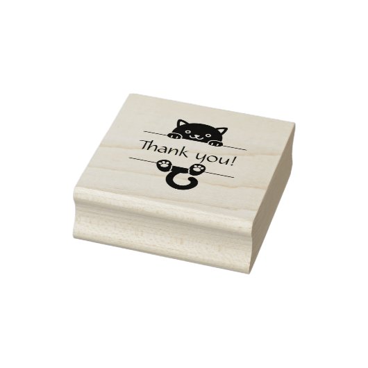Schattigee zwarte kat gluren dank u rubberstempel (Stempel)