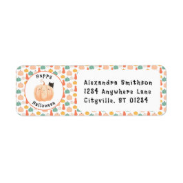 Schattigee zwarte kat gluren over een pompoen Hall Etiket