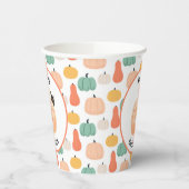 Schattigee zwarte kat gluren over een pompoen Hall Papieren Bekers (Links)