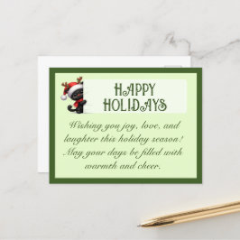 Schattigee Zwarte Kat  Groeten Briefkaart