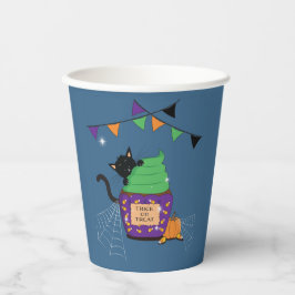Schattigee zwarte kat Halloween Blue Paper Cup Papieren Bekers