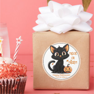 Schattigee zwarte kat Halloween feest Ronde Sticker
