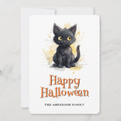 Schattigee zwarte kat Halloween Kaart (Voorkant)