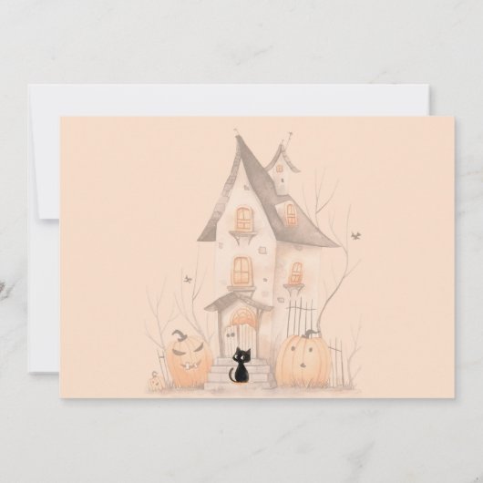 Schattigee zwarte kat Halloween party foto bedankt Kaart (Achterkant)