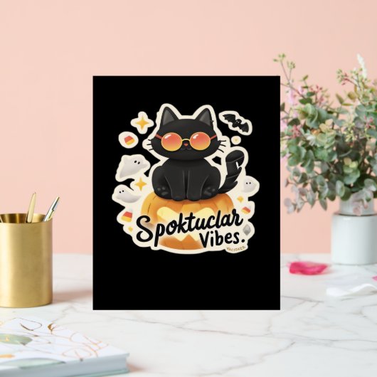 Schattigee zwarte kat Halloween pompoen oversized Acryl Bord (Huwelijk)