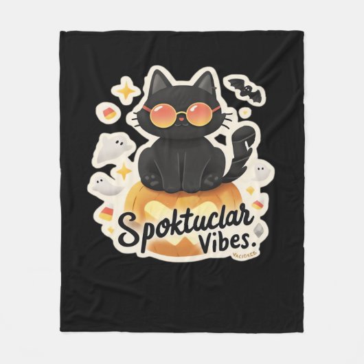 Schattigee zwarte kat Halloween pompoen oversized Fleece Deken (Voorkant)