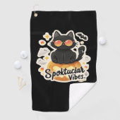 Schattigee zwarte kat Halloween pompoen oversized  Golfhanddoek (Insitu)