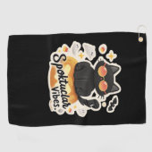 Schattigee zwarte kat Halloween pompoen oversized  Golfhanddoek (Horizontaal)