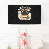 Schattigee zwarte kat Halloween pompoen oversized Spandoek (Insitu)