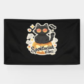 Schattigee zwarte kat Halloween pompoen oversized  Spandoek (Horizontaal)
