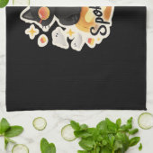 Schattigee zwarte kat Halloween pompoen oversized  Theedoek (Gevouwen)