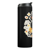 Schattigee zwarte kat Halloween pompoen oversized  Thermosbeker (Gedraaid links)