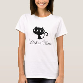 Schattigee zwarte kat Halloween Shirt