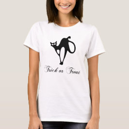 Schattigee zwarte kat Halloween Shirt