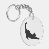 Schattigee zwarte kat Halloween Sleutelhanger (Voorkant Links)