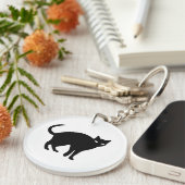 Schattigee zwarte kat Halloween Sleutelhanger (Voorkant Rechts)