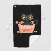 Schattigee Zwarte Kat Halloween Snoep Te Sweet Spo Golfhanddoek (Insitu)