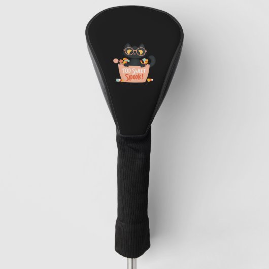 Schattigee Zwarte Kat Halloween Snoep Te Sweet Spo Golfheadcover (Voorkant)