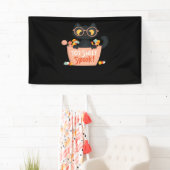 Schattigee Zwarte Kat Halloween Snoep Te Sweet Spo Spandoek (Insitu)