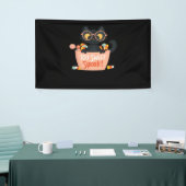 Schattigee Zwarte Kat Halloween Snoep Te Sweet Spo Spandoek (Beurs)