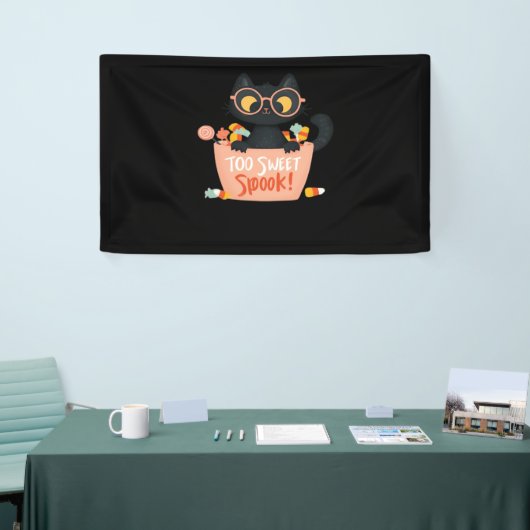 Schattigee Zwarte Kat Halloween Snoep Te Sweet Spo Spandoek (Beurs)