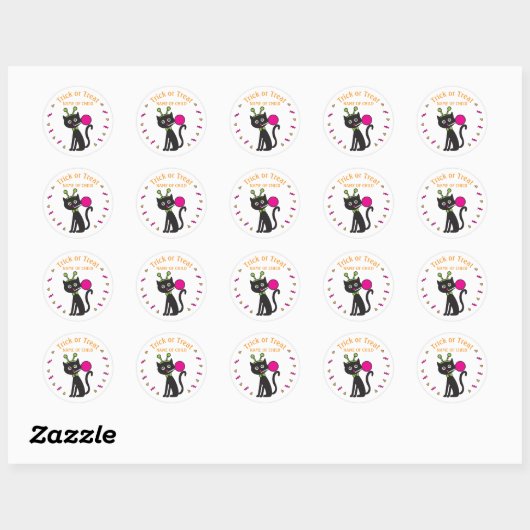Schattigee zwarte kat Halloween Stickers (Vel)