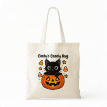 Schattigee zwarte kat Halloween tas