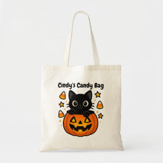 Schattigee zwarte kat Halloween tas