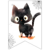 Schattigee zwarte kat Halloween verjaardagsfeestje Vlaggetjes (Eerste vlag)