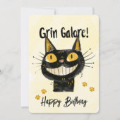 Schattigee zwarte kat Happy Birthday Kaart (Voorkant)