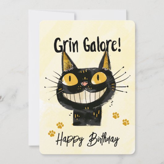 Schattigee zwarte kat Happy Birthday Kaart (Voorkant)
