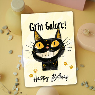 Schattigee zwarte kat Happy Birthday Kaart