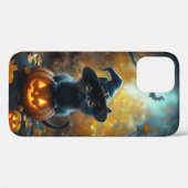 Schattigee zwarte kat heks Halloween iPhone Case (Achterkant (horizontaal))