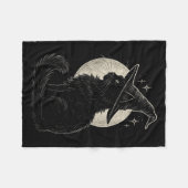 Schattigee Zwarte Kat Heks Pet Moon Retro Coquette Fleece Deken (Voorkant (Horizontaal))