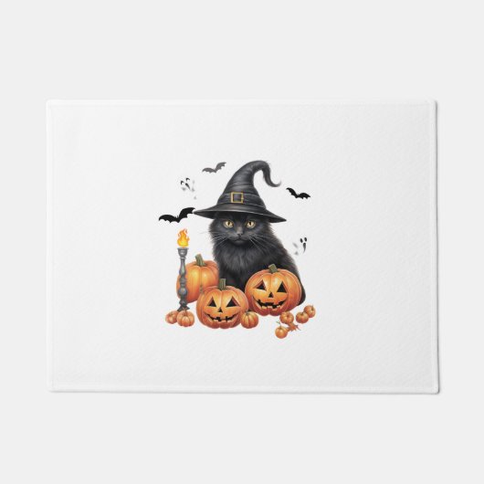 Schattigee zwarte kat heks Pet pompoen huisdier ei Deurmat (Voorkant)