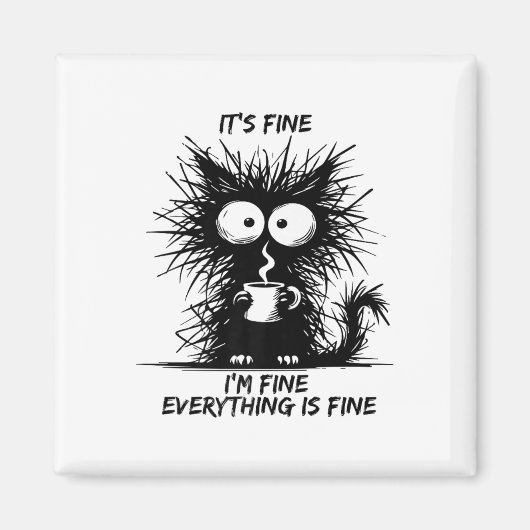 Schattigee zwarte kat het is prima ik ben prima al magneet (Voorkant)