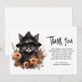 Schattigee zwarte kat in een heks Pet Bedankkaart (Voorkant / Achterkant)