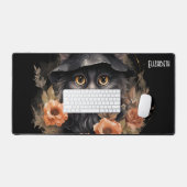 Schattigee zwarte kat in een heks Pet Bureaumat (Keyboard & Muis)