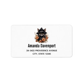 Schattigee zwarte kat in een heks Pet Etiket