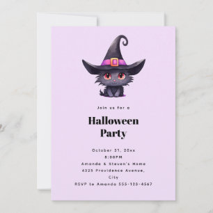 Schattigee zwarte kat in een heks Pet Halloween Pa Kaart