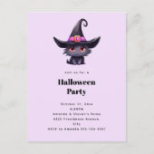Schattigee zwarte kat in een heks Pet Halloween Pa Uitnodiging Briefkaart (Voorkant)